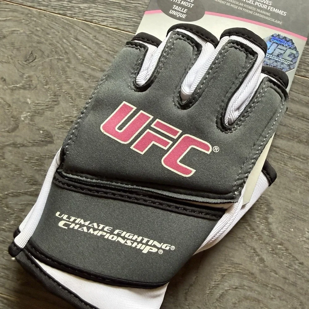 UFC Women's Gel Open Training Gloves One Size Neoprene Gray White Pink